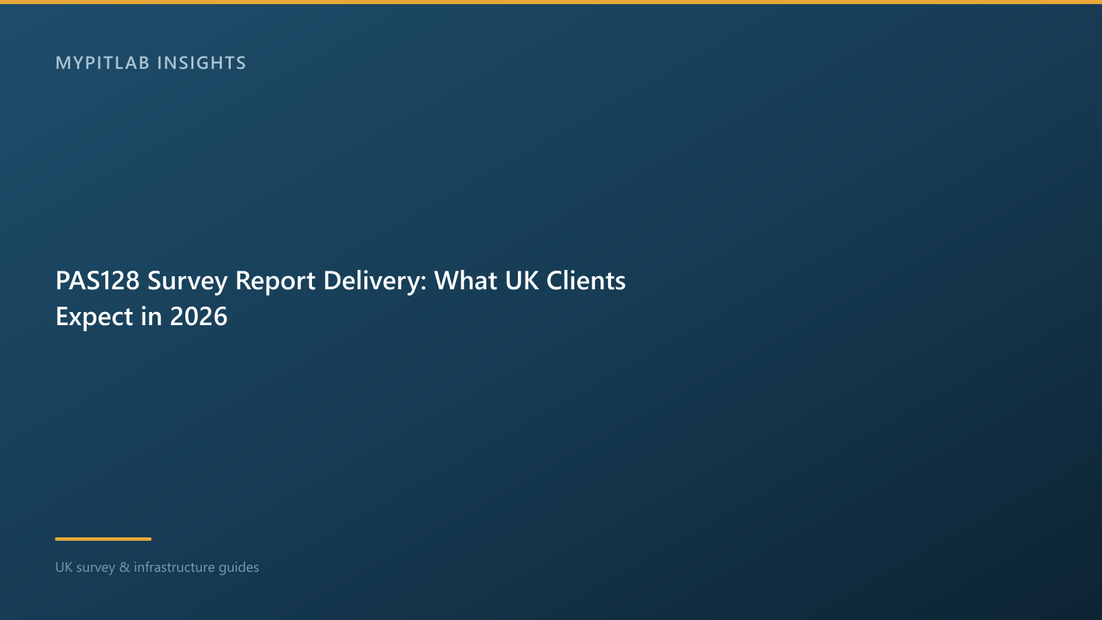 PAS128 utility survey report with methodology geo-photos and limitations sections for UK client delivery